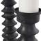 Black Metal Turned Style Pillar Candle Holder with Brown Wood Bases Set